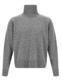 Ami Paris Puff Logo Turtleneck Sweater — Grey