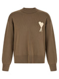 Ami Paris Intarsia Logo Sweater — Taupe