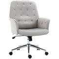 Velvet Home Office Chair Tufted Height Adjustable Desk Chair with Swivel Wheels Light Gray