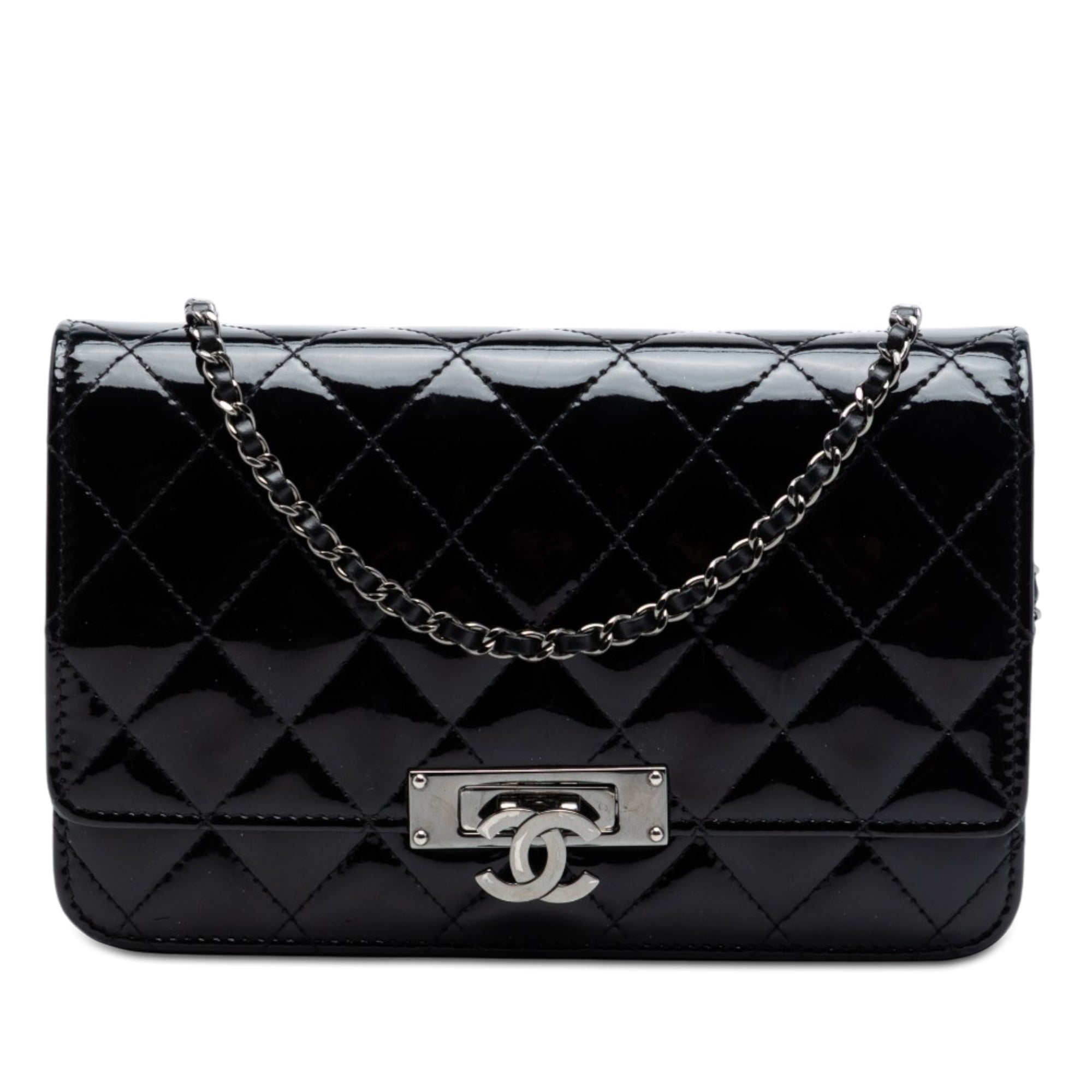 Quilted Patent Golden Class Wallet on Chain