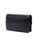 Croc Embossed Leather Monogram Monochrome Envelope Chain Wallet
