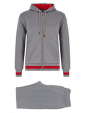 Kiton Cotton Tracksuit with Contrast Bands Pant Suit — Gray