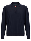 Kiton 14-Micron Wool Polo Shirt — Navy