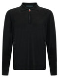 Kiton 14 Micron Wool Polo Shirt — Black