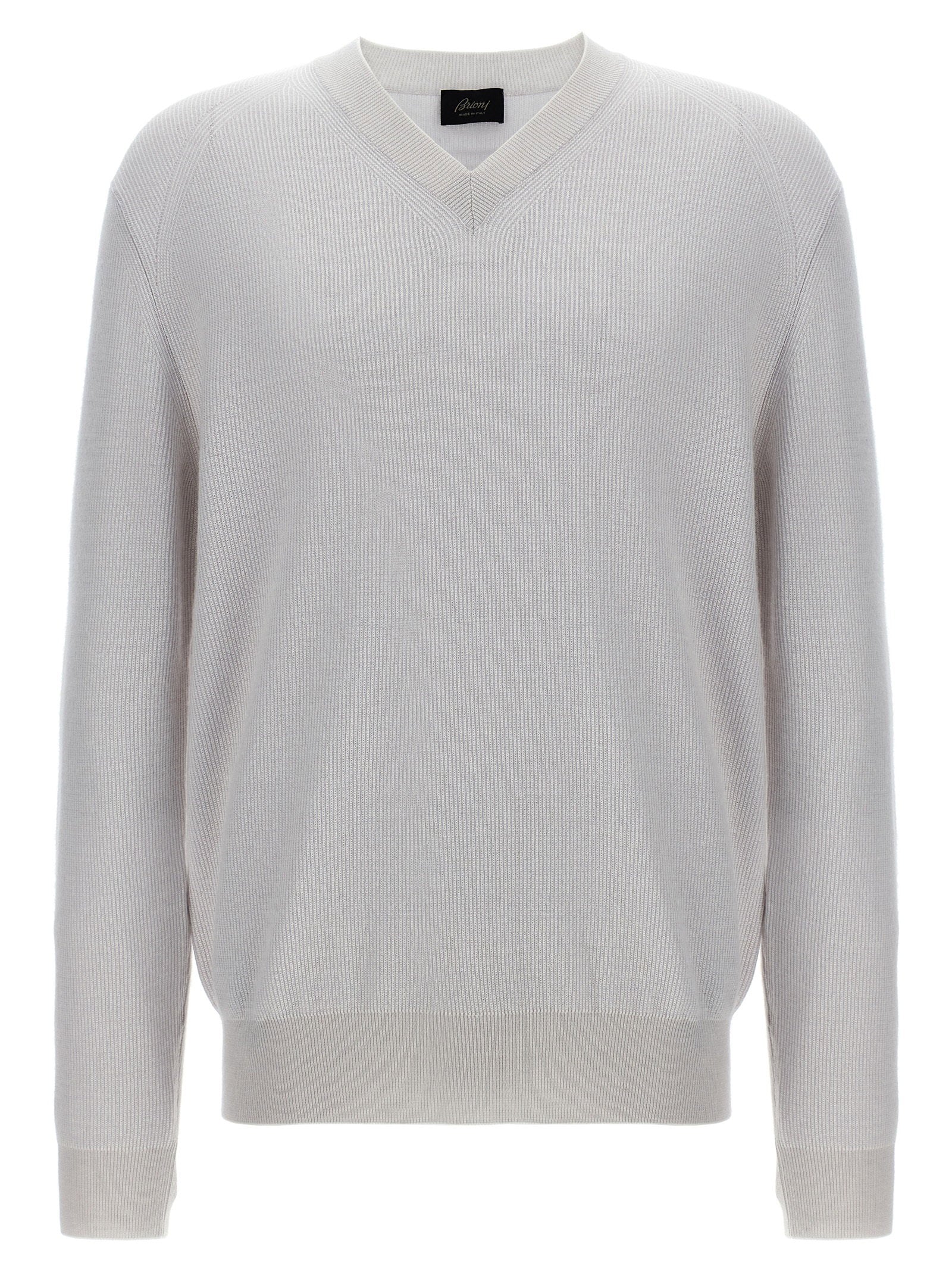 Brioni Ribbed Cashmere & Wool Sweater — Cream