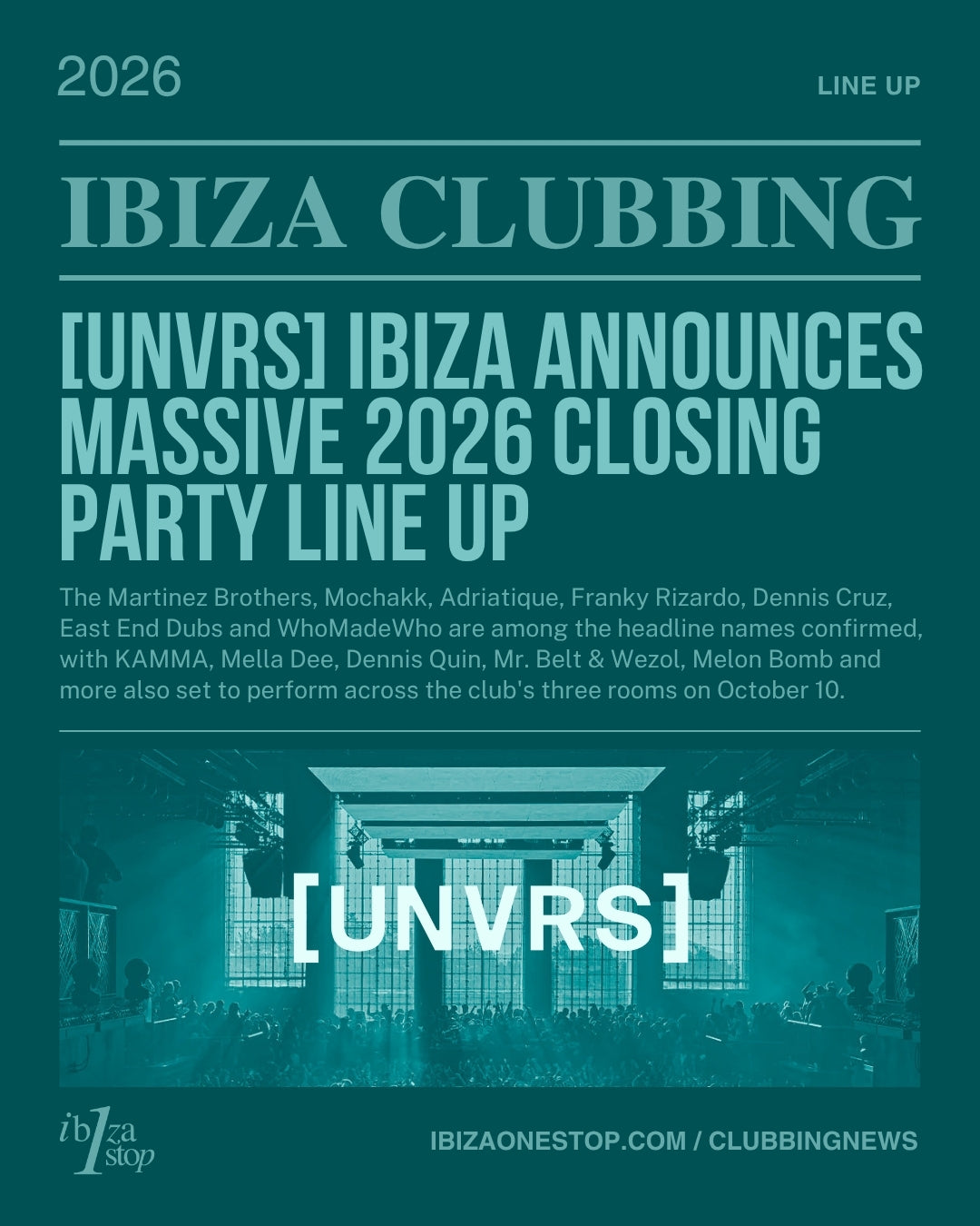[UNVRS] Ibiza announces massive closing party line-up for 2026 season finale