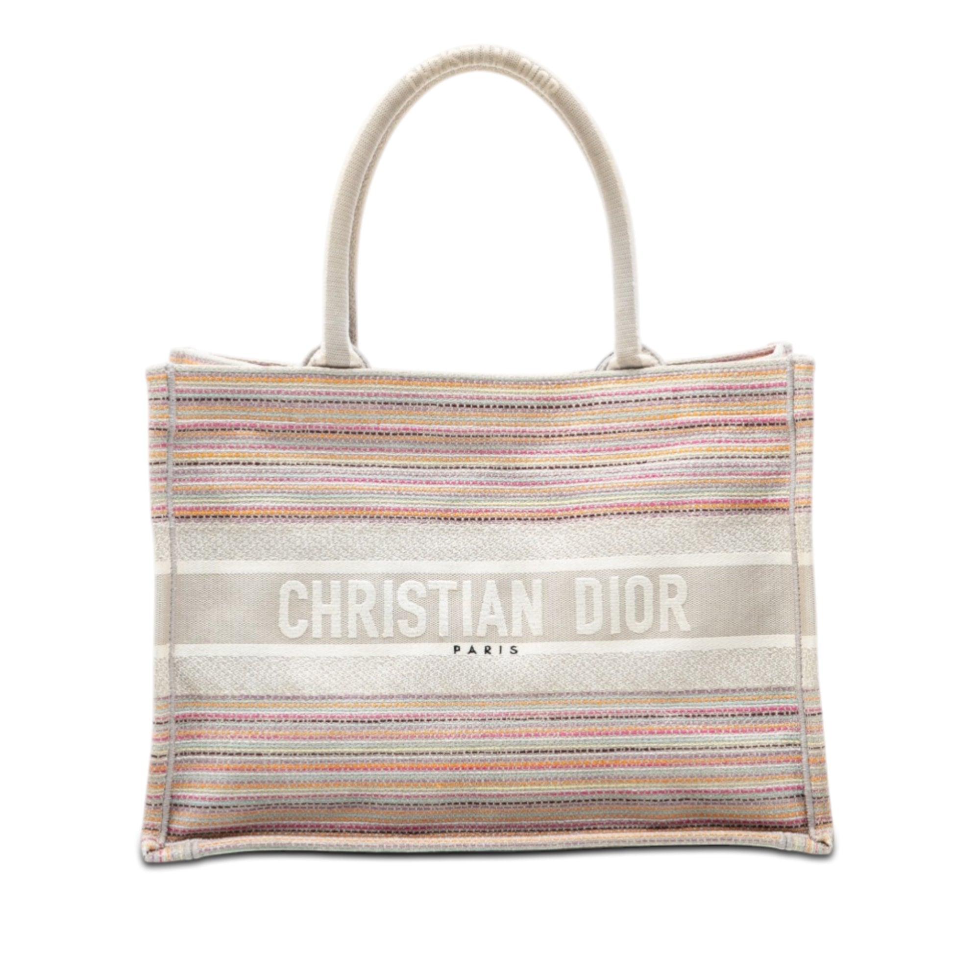 Medium Embroidered Canvas Stripes Book Tote