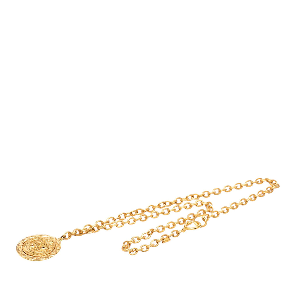 CC Gold Plated Medallion Lion Crest Pendant Necklace