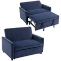 3-in-1 2-Seater Velvet Sofa Bed with Adjustable Clik-Clack Backrest, Dark Blue