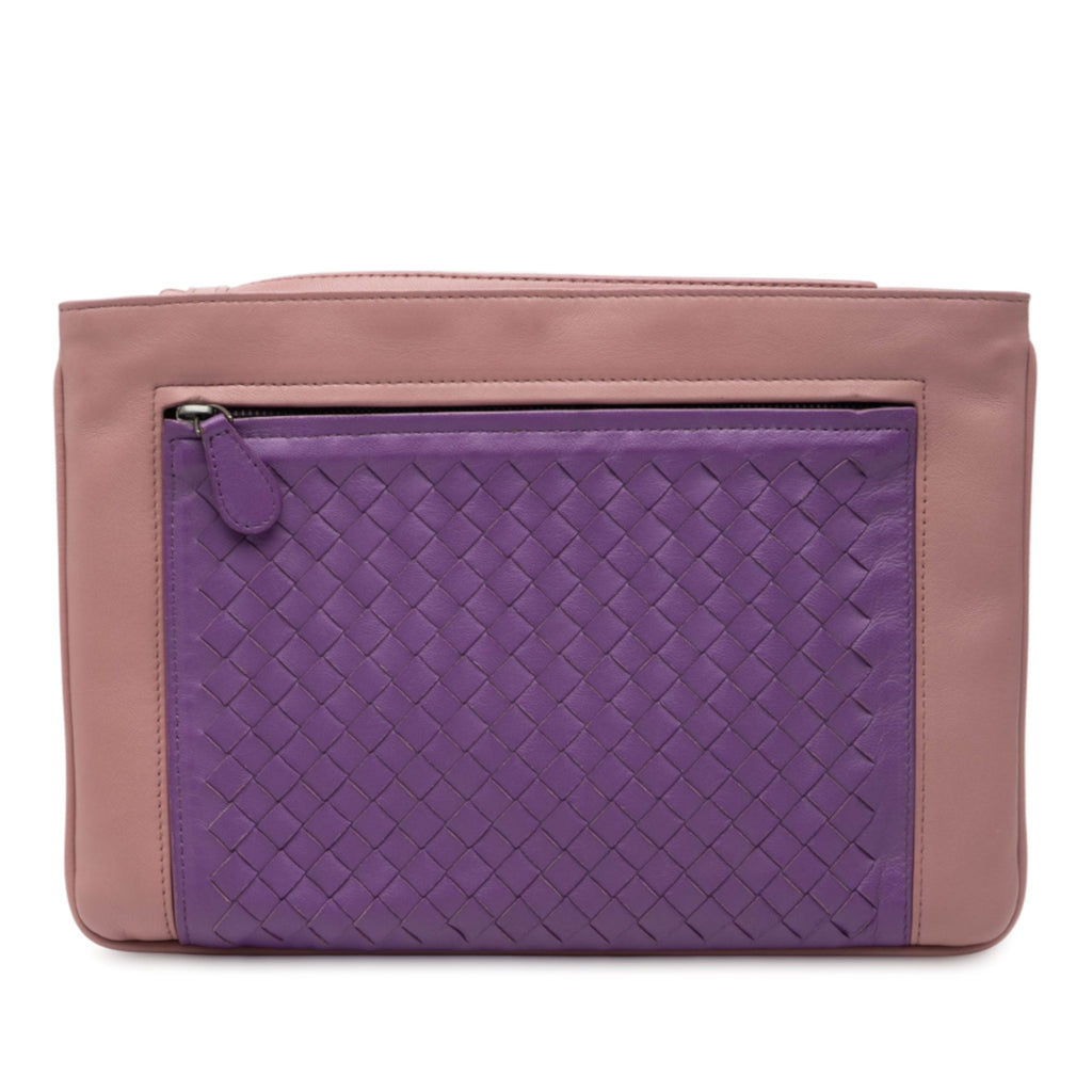 Bicolor Nappa Intrecciato Wristlet Clutch