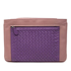 Bicolor Nappa Intrecciato Wristlet Clutch