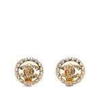 CC Gold Plated Rhinestone Round Clip On Earrings