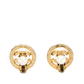 CC Gold Plated Rhinestone Round Clip On Earrings