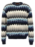 Missoni Zigzag Wool Blend Sweater — Navy