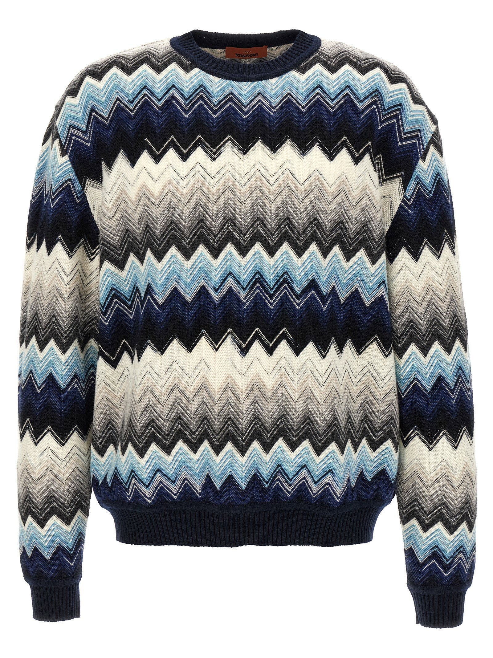 Missoni Zigzag Wool Blend Sweater — Navy
