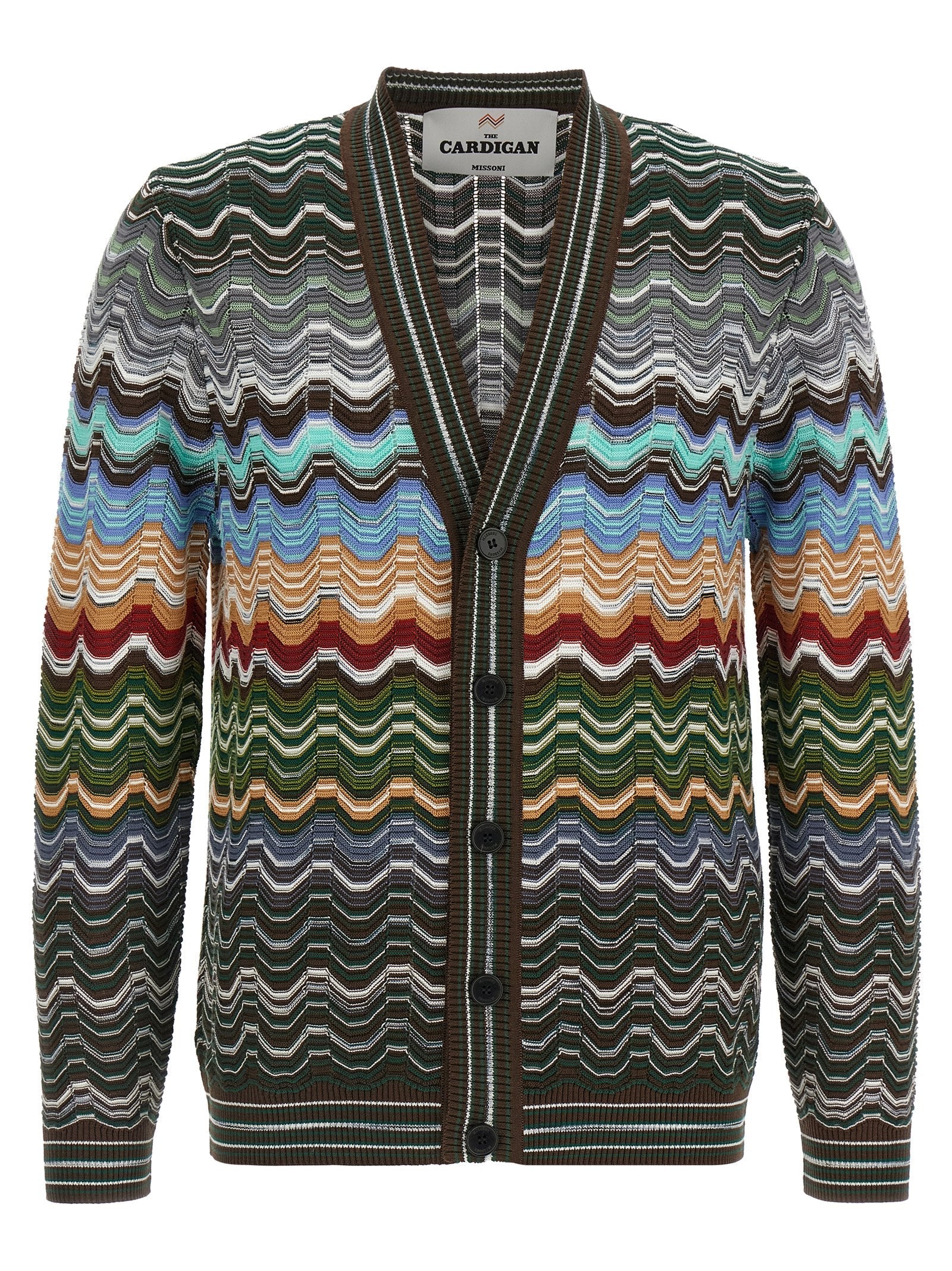 Missoni Chevron & Stripe Cardigan — Green