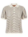 Missoni Zigzag Knit Polo Shirt — Cream