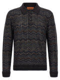 Missoni Zigzag-Knit Cashmere Blend Polo — Black