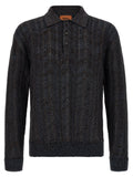 Missoni Wool-Blend Zigzag Knit Cardigan — charcoal