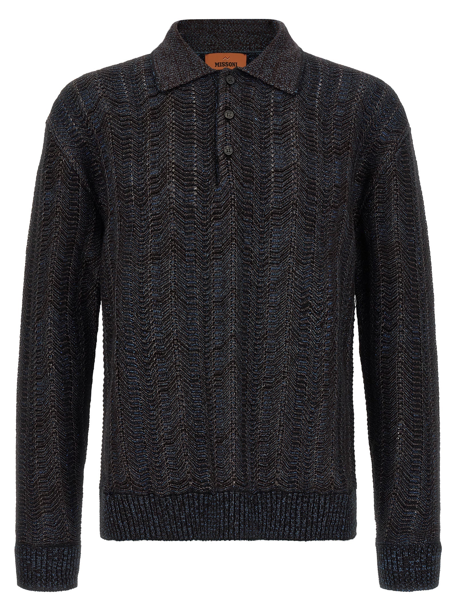 Missoni Wool-Blend Zigzag Knit Cardigan — charcoal
