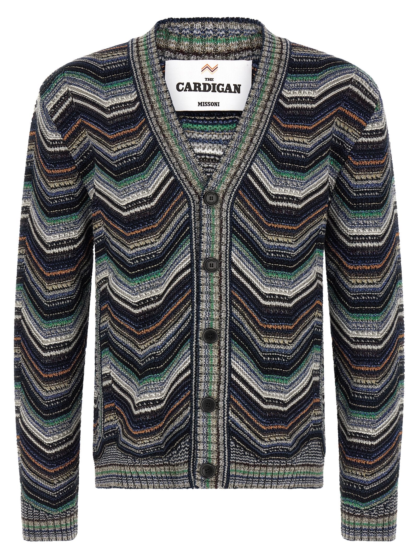 Missoni Zigzag-Knit Cardigan — charcoal