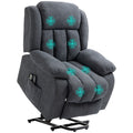 Oversized Riser Recliner with 8-Point Vibration Massage, Fabric Lift Chair in Dark Grey