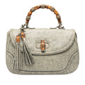 Large Speckled Leather New Bamboo Top Handle Bag