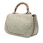 Large Speckled Leather New Bamboo Top Handle Bag
