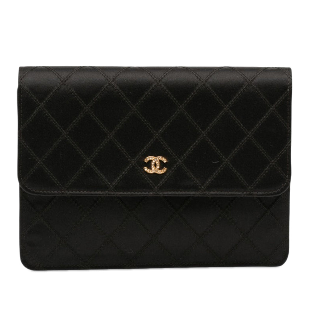 CC Satin Diamond Stitch Clutch