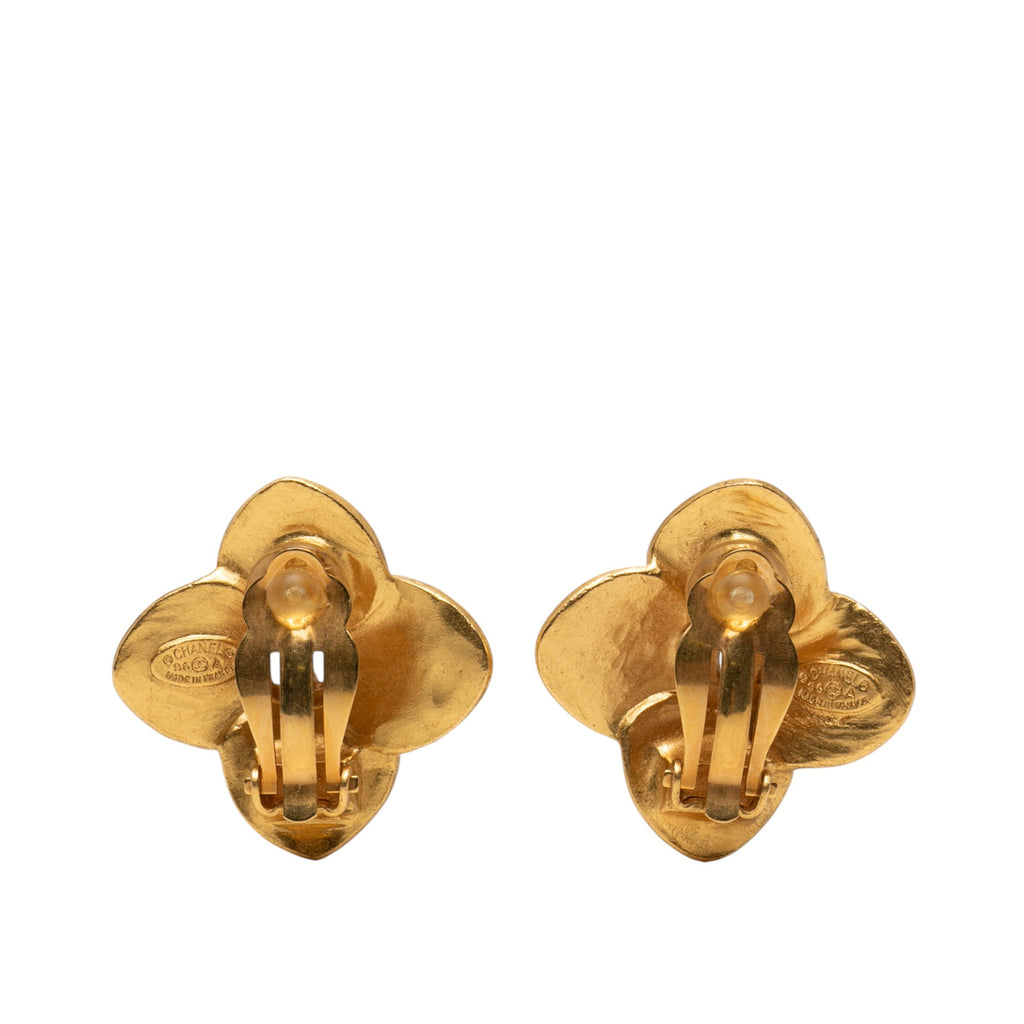 CC Gold Plated Clover Clip On Earrings