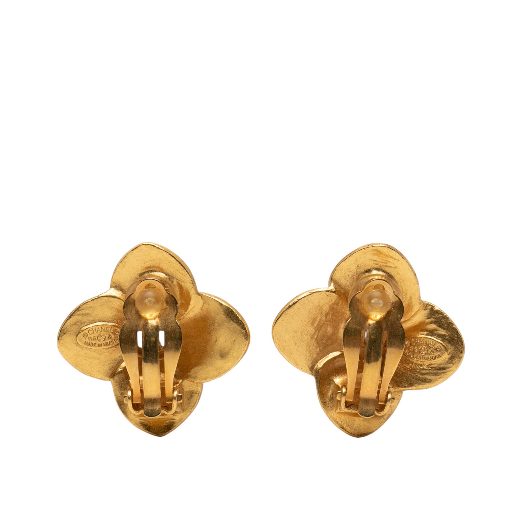 CC Gold Plated Clover Clip On Earrings