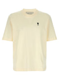 Ami Paris Logo-Embroidered Cotton Jersey T-shirt — cream
