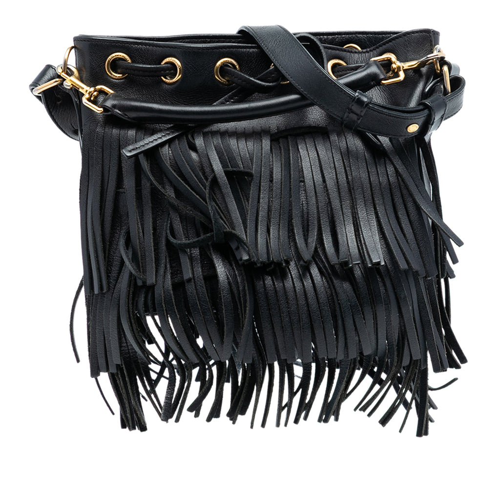 Small Calfskin Emmanuelle Fringe Bucket Bag