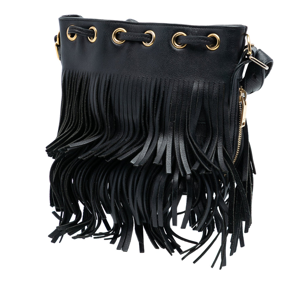 Small Calfskin Emmanuelle Fringe Bucket Bag