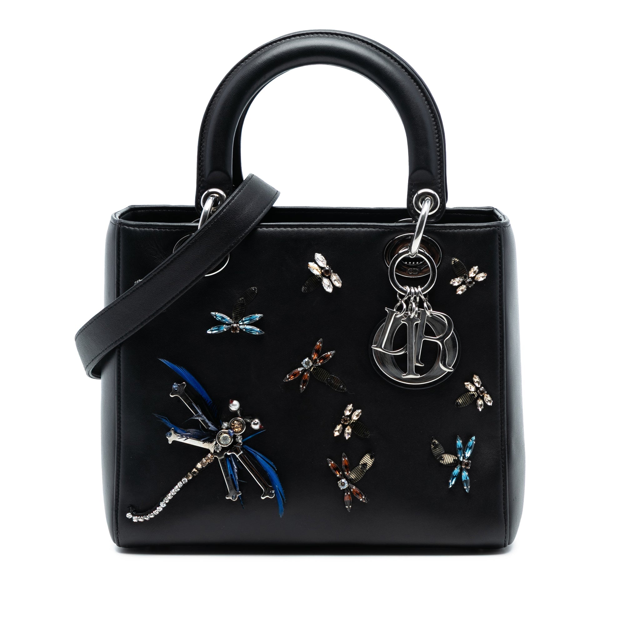 Medium Calfskin Dragonfly Embellished Lady Dior