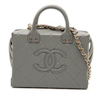 Small CC Quilted Calfskin Top Handle Convertible Vanity Case