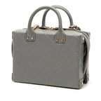Small CC Quilted Calfskin Top Handle Convertible Vanity Case