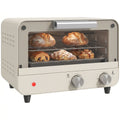 12L Mini Countertop Toaster Oven with Glass Door, Adjustable Temperature & Timer, 750W, Cream White