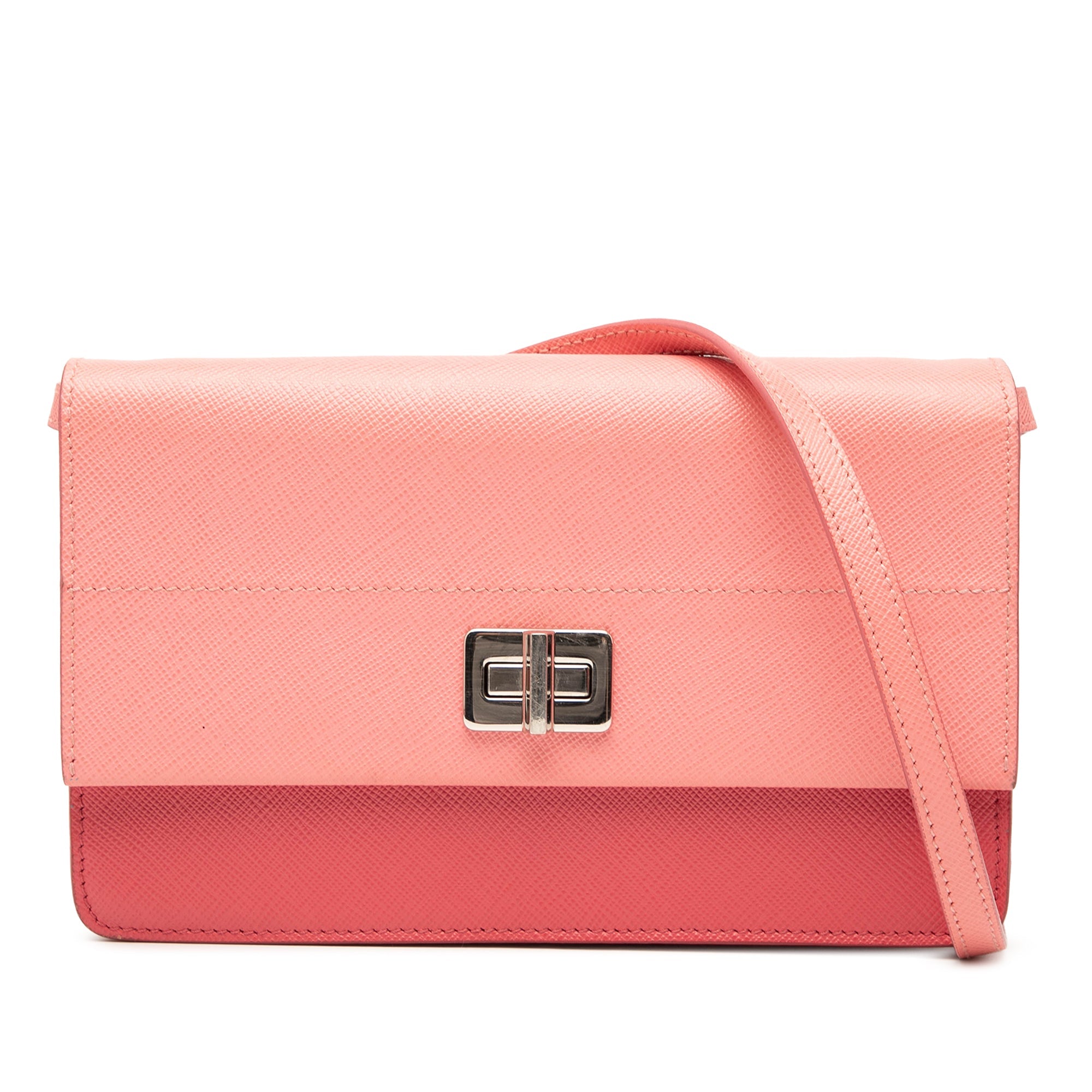 Saffiano Turn Lock Wallet on Strap