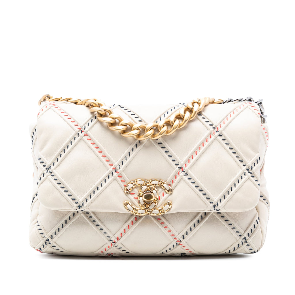 Medium Lambskin Stitched 19 Flap