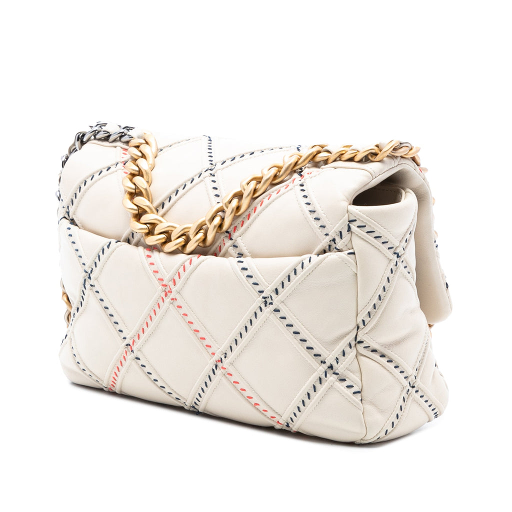 Medium Lambskin Stitched 19 Flap