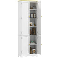 4-Door Freestanding Kitchen Cupboard with 4 Shelves, 183cm, White