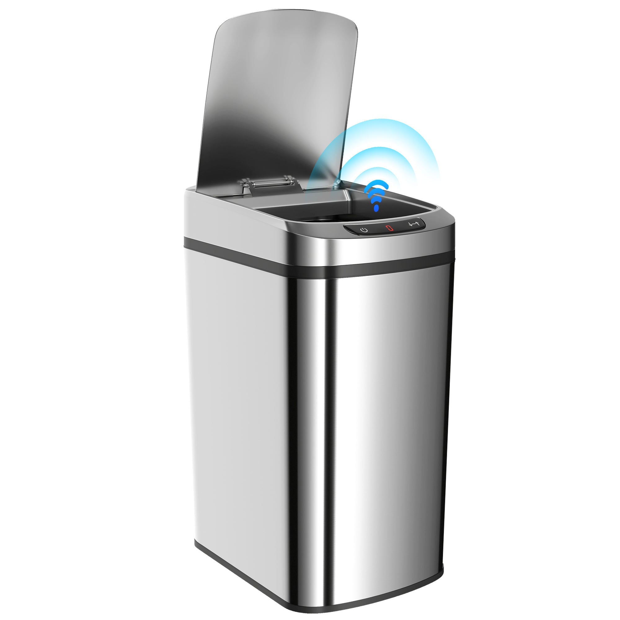Automatic 12L Touchless Motion Sensor Bin, Compact Trash Can for Kitchen, Silver