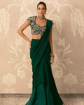 Emerald Green Twined Sari Set By KYNAH, Luxury Indian Fashion & Bridal Wear