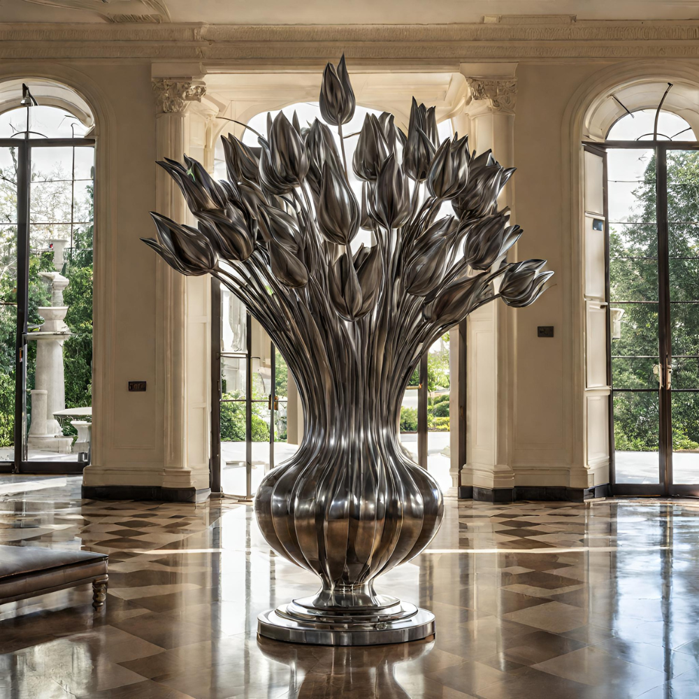 ArtZ® Stainless Steel Tulips Sculpture - Height: 72 inch (183 cm)