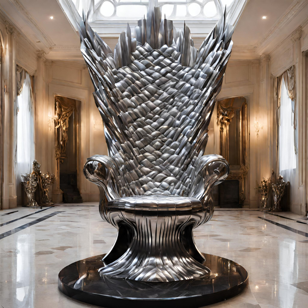 ArtZ® Stainless Steel Throne Sculpture - Height: 72 inch (183 cm)