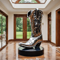 ArtZ® Stainless Steel Cowboy Boot Sculpture - Height: 36 inch (91 cm)