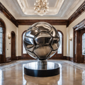 ArtZ® Stainless Steel Soccer Ball Sculpture - Height: 36 inch (91 cm)