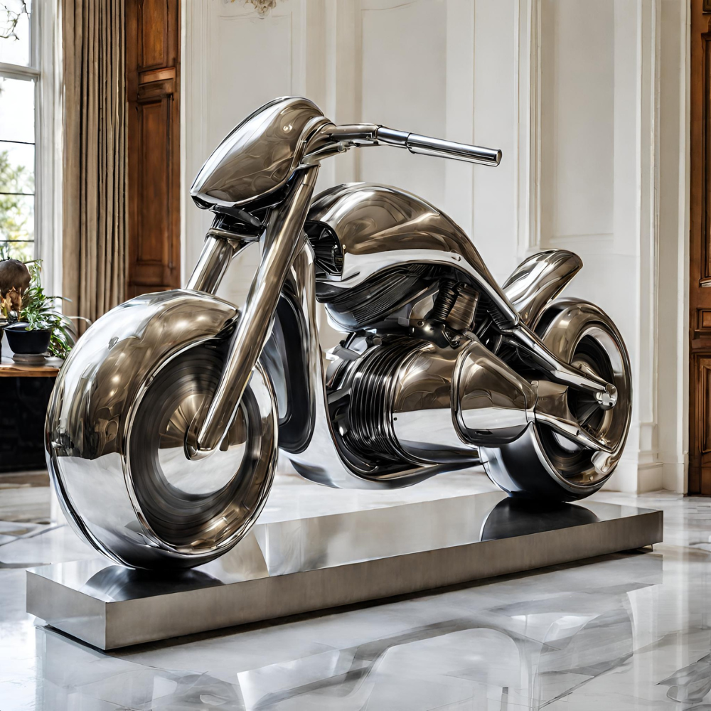ArtZ® Stainless Steel Motorcycle Sculpture - Height: 72 inch (183 cm)