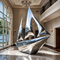 ArtZ® Stainless Steel Sailboat Sculpture - Height: 108 inch (274 cm)